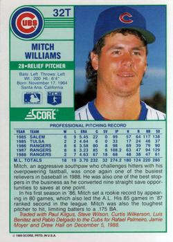 1989 Score Rookie & Traded #32T Mitch Williams Back