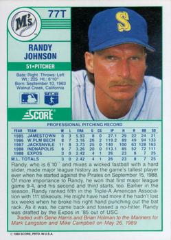 1989 Score Rookie & Traded #77T Randy Johnson Back