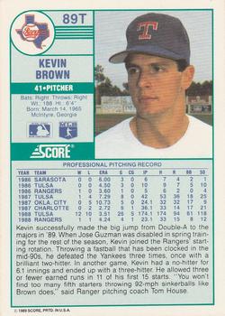 1989 Score Rookie & Traded #89T Kevin Brown Back