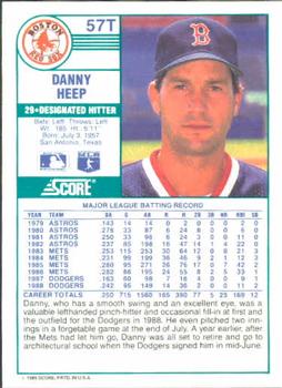 1989 Score Rookie & Traded #57T Danny Heep Back