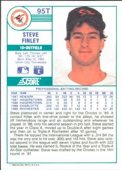 1989 Score Rookie & Traded #95T Steve Finley Back