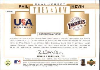 2001 Upper Deck Pros & Prospects - Then & Now Dual-Jersey Gold #TN-PN Phil Nevin  Back