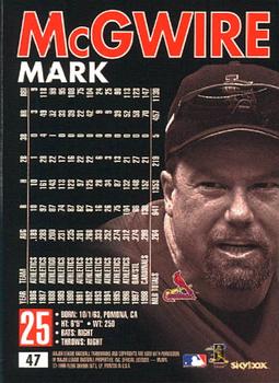 1999 SkyBox Premium #47 Mark McGwire Back