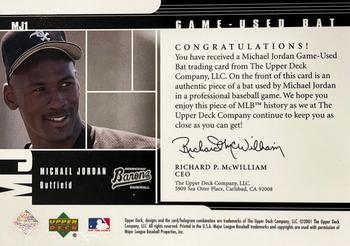 2001 Upper Deck Prospect Premieres - MJ Grandslam Game Bat #MJ1 Michael Jordan  Back