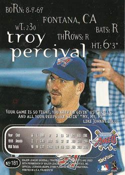 1999 SkyBox Thunder #181 Troy Percival Back
