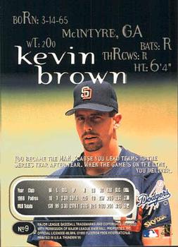 1999 SkyBox Thunder #9 Kevin Brown Back