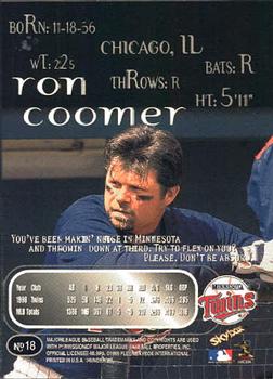 1999 SkyBox Thunder #18 Ron Coomer Back