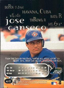 1999 SkyBox Thunder #22 Jose Canseco Back