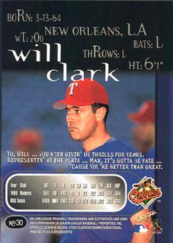 1999 SkyBox Thunder #30 Will Clark Back