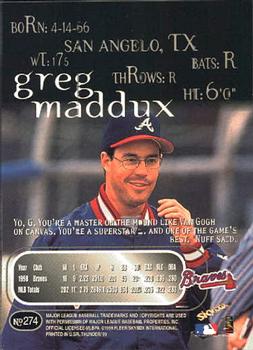 1999 SkyBox Thunder #274 Greg Maddux Back