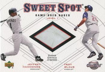2001 Upper Deck Sweet Spot - Game Base Duos #B1-HG Jeffrey Hammonds / Troy Glaus Front