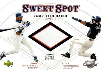 2001 Upper Deck Sweet Spot - Game Base Duos #B1-SR Gary Sheffield / Alex Rodriguez  Front