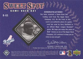 2001 Upper Deck Sweet Spot - Game Bat #B-GS Gary Sheffield  Back