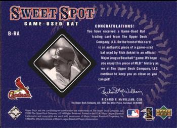 2001 Upper Deck Sweet Spot - Game Bat #B-RA Rick Ankiel  Back