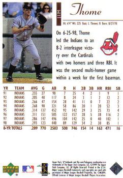 1999 SP Authentic #28 Jim Thome Back