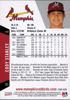 2015 Choice Memphis Redbirds #28 Cody Stanley Back