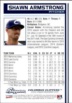 2016 Choice Columbus Clippers #04 Shawn Armstrong Back