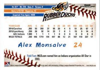 2016 Grandstand Akron RubberDucks #NNO Alex Monsalve Back