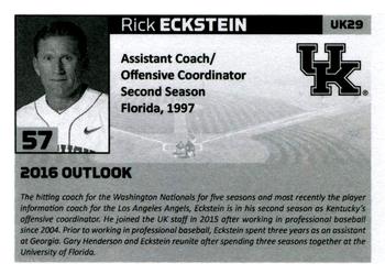 2016 Kentucky Wildcats #UK29 Rick Eckstein Back
