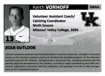 2016 Kentucky Wildcats #UK44 Keith Vorhoff Back