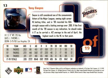 1999 SP Signature Edition #13 Tony Gwynn Back