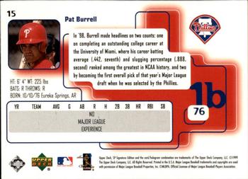 1999 SP Signature Edition #15 Pat Burrell Back