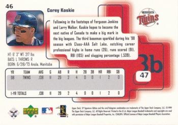 1999 SP Signature Edition #46 Corey Koskie Back