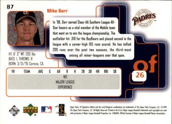 1999 SP Signature Edition #87 Mike Darr Back