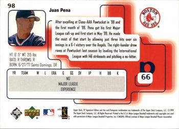 1999 SP Signature Edition #98 Juan Pena Back