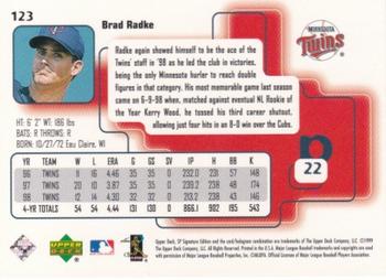 1999 SP Signature Edition #123 Brad Radke Back