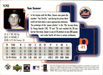 1999 SP Signature Edition #170 Tom Seaver Back