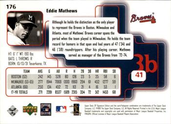 1999 SP Signature Edition #176 Eddie Mathews Back