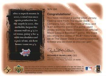 2001 Upper Deck Ultimate Collection - Magic Numbers Game Jersey Copper #MNDE Darin Erstad  Back