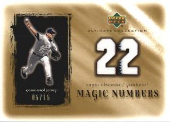 2001 Upper Deck Ultimate Collection - Magic Numbers Game Jersey Gold #MNRC Roger Clemens  Front