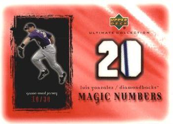 2001 Upper Deck Ultimate Collection - Magic Numbers Game Jersey Red #MNLG Luis Gonzalez  Front