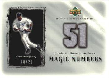 2001 Upper Deck Ultimate Collection - Magic Numbers Game Jersey Silver #MNBW Bernie Williams  Front