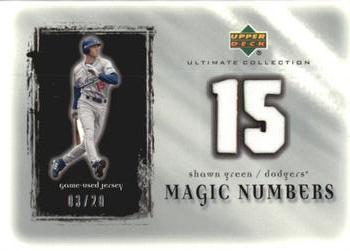 2001 Upper Deck Ultimate Collection - Magic Numbers Game Jersey Silver #MNSG Shawn Green  Front