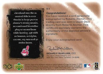 2001 Upper Deck Ultimate Collection - Signatures Copper #RA Roberto Alomar  Back