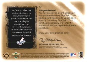 2001 Upper Deck Ultimate Collection - Signatures Gold #GS Gary Sheffield  Back