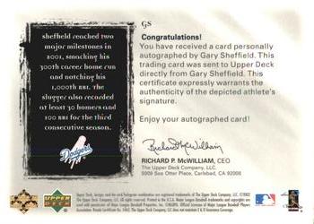 2001 Upper Deck Ultimate Collection - Signatures Silver #GS Gary Sheffield  Back