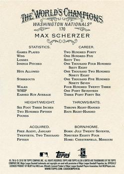 2016 Topps Allen & Ginter X #170 Max Scherzer Back