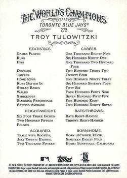 2016 Topps Allen & Ginter X #272 Troy Tulowitzki Back