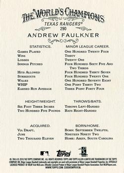 2016 Topps Allen & Ginter X #290 Andrew Faulkner Back