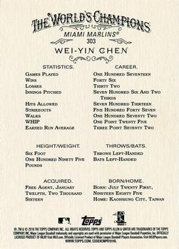 2016 Topps Allen & Ginter X #303 Wei-Yin Chen Back