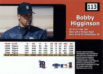 1999 Sports Illustrated #113 Bobby Higginson Back