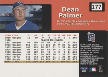 1999 Sports Illustrated #177 Dean Palmer Back