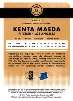 2016 Donruss Optic - Holo #59 Kenta Maeda Back