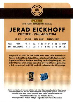 2016 Donruss Optic - Holo #63 Jerad Eickhoff Back
