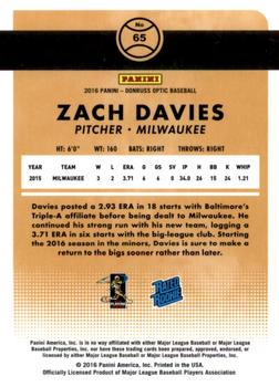 2016 Donruss Optic - Holo #65 Zach Davies Back