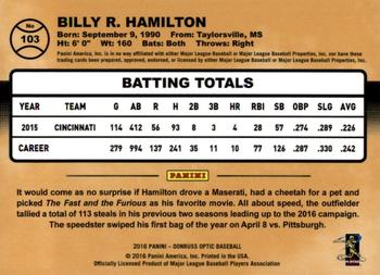 2016 Donruss Optic - Holo #103 Billy Hamilton Back